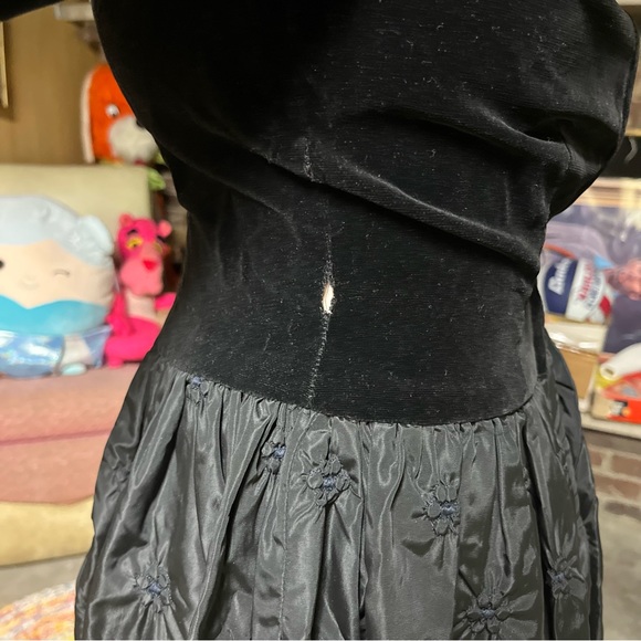 Vintage Black Velvet Dress size Small Taffeta Sweetheart 80s Party Evening Prom - Picture 14 of 14